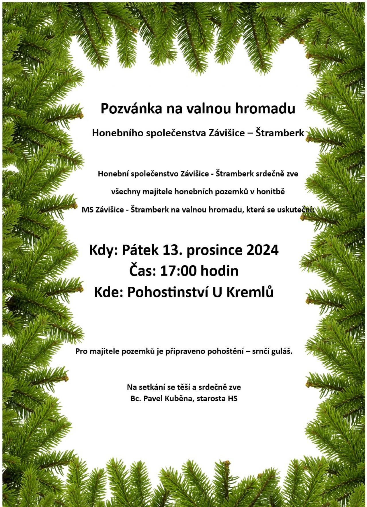 Valná hromada Honebního společenstva 13.12.